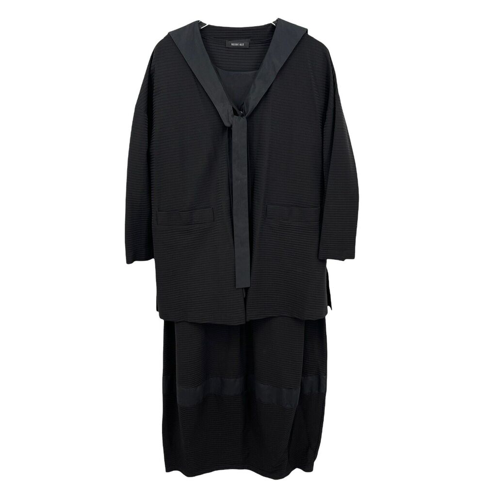 Heidi Ost Size Small / Medium Black Textured Dress & Jacket Set Designer Art